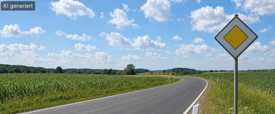 © KI generiert - Verkehrszeichen zur Vorfahrtsstraße